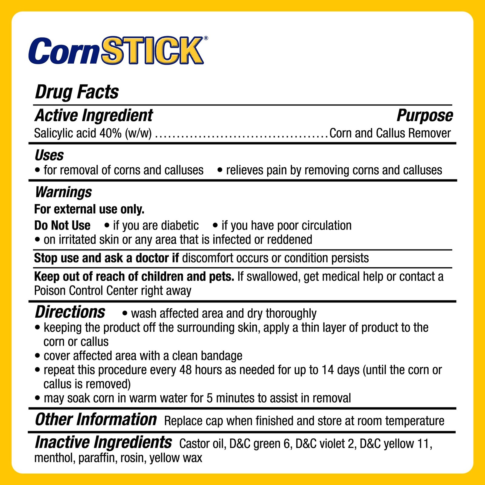 CornStick Maximum Strength Salicylic Acid Solid-Stick 0.2 Ounce (Pack of 1)
