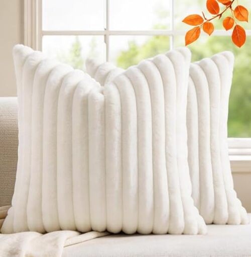 Pack of 2 Throw Pillow Covers 18x18 18" x 18" (Pack of 2) Cream White