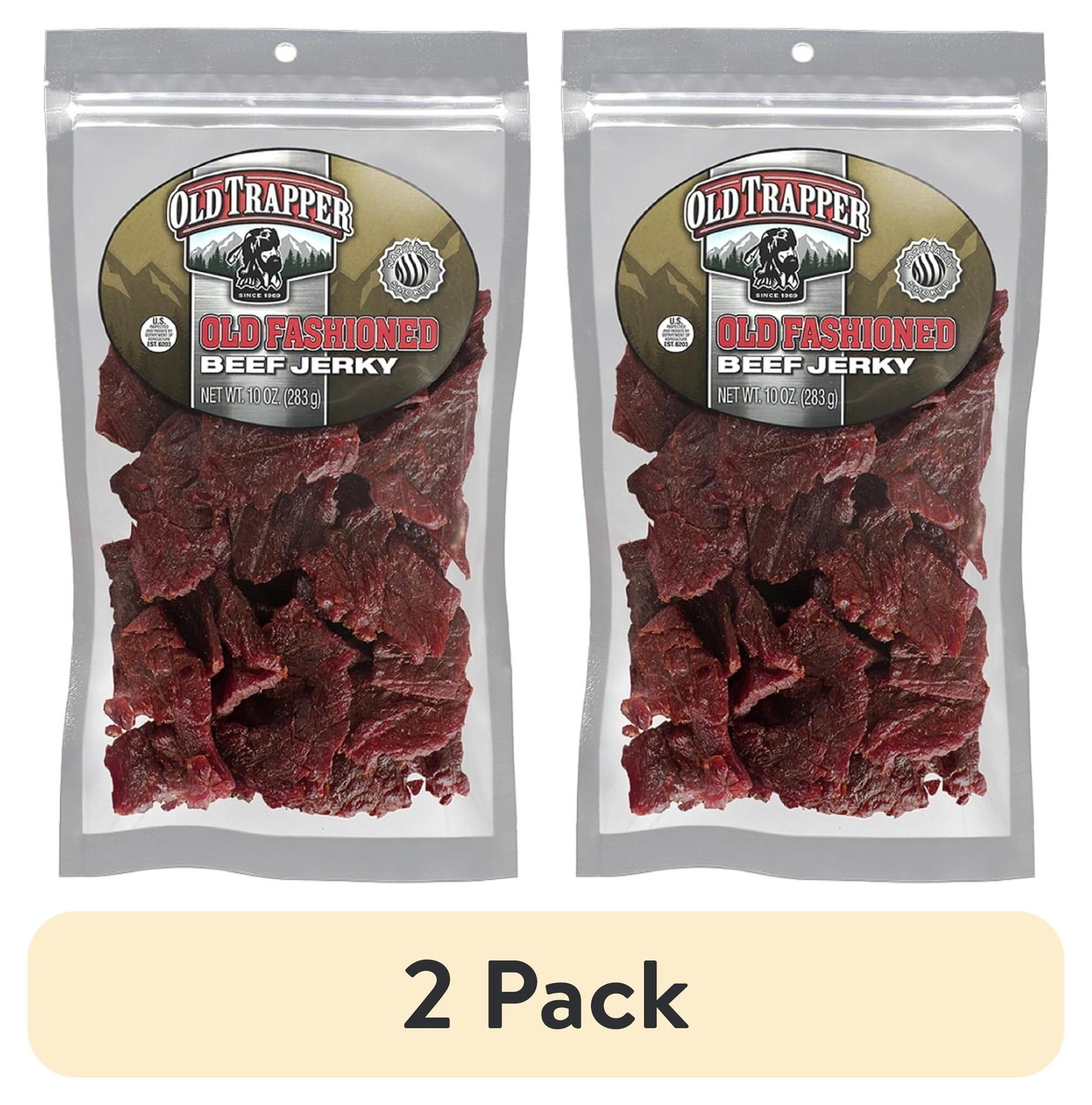 (2 pack) Naturally Smoked Original Old Fashioned Beef Jerky 10oz Resealable Bag