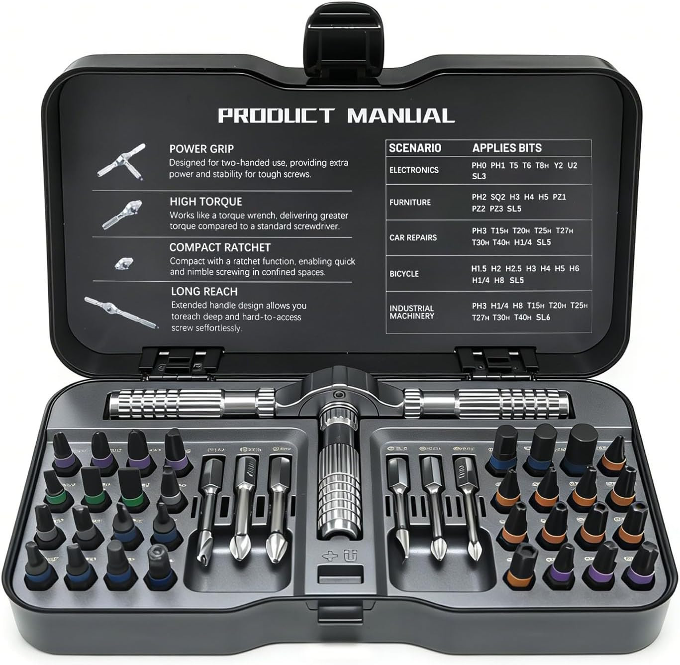 40-In-1 Magnetic Ratchet Screwdriver Set with Case – 40PCS