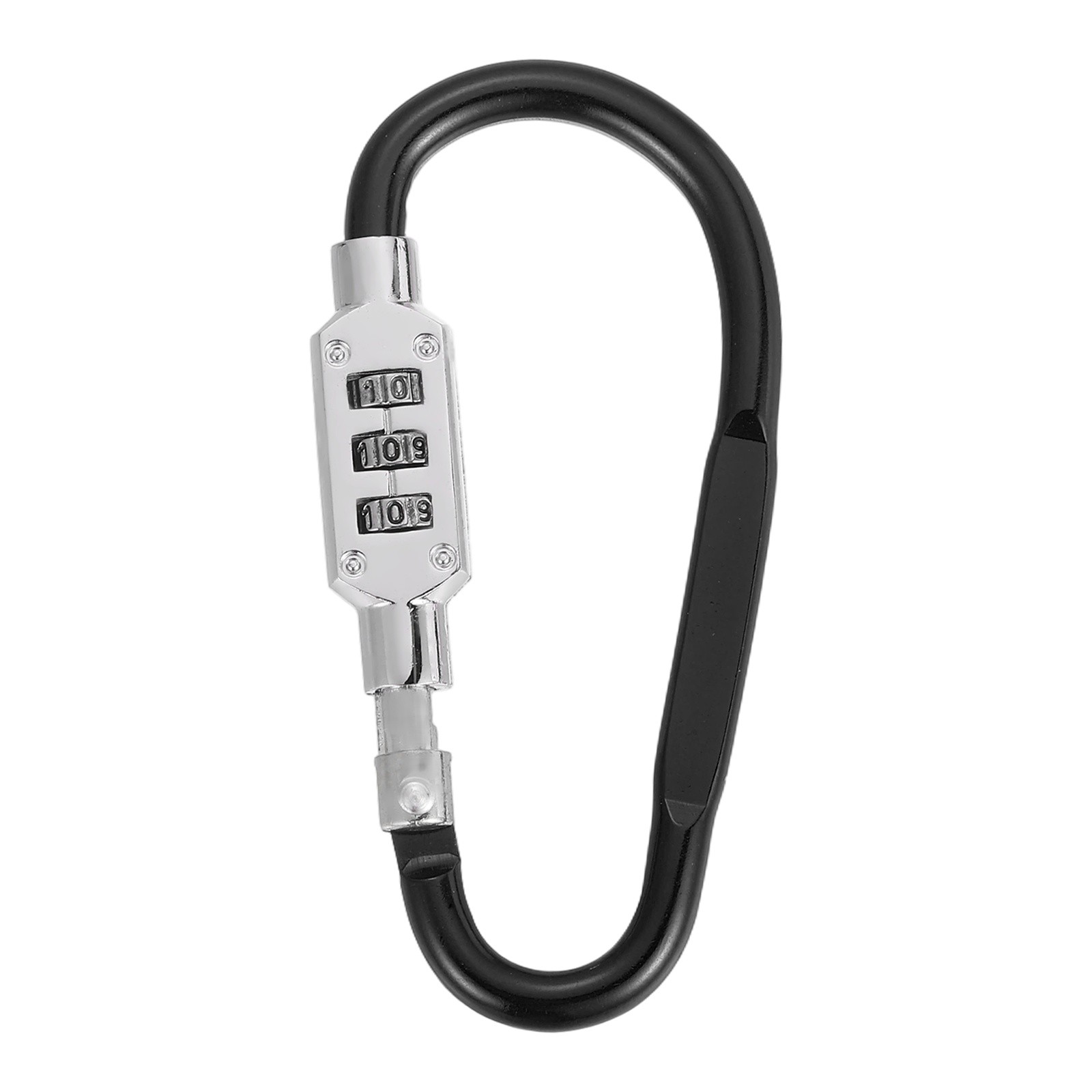 3.8" x 1.8" D-Shaped 3-Digit Code Combination Lock D-Ring Clip Locking, Black