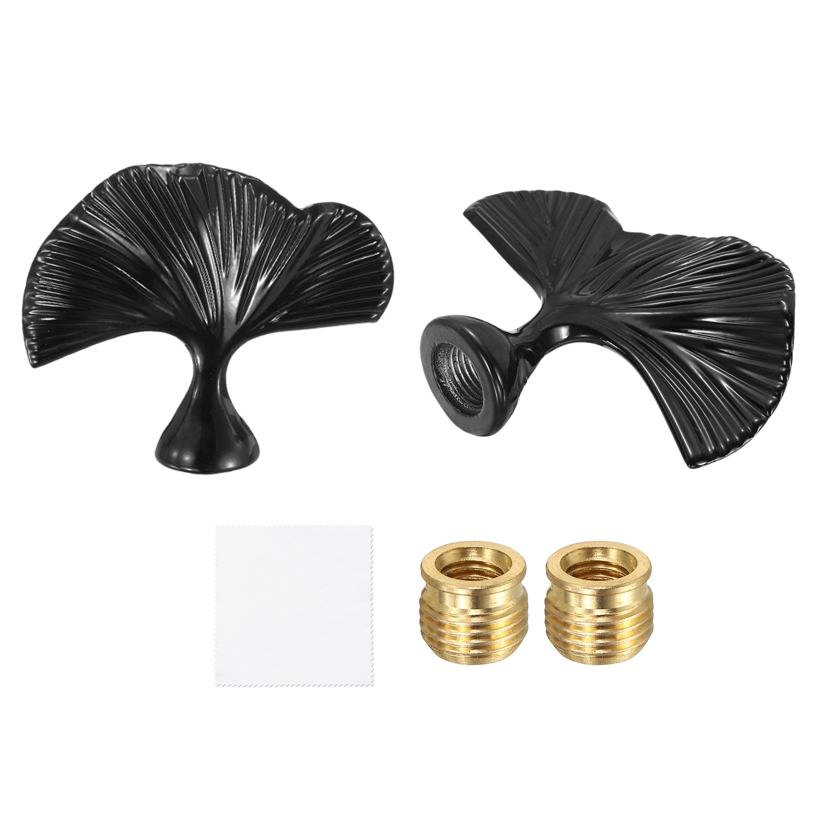 2.2" Tall Lamp Finials Black, 2Pcs Leaf Shaped Lamp Cap Knob