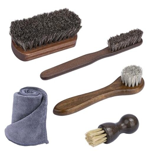 5 PCS Leather Brush Car Detailing, Horse Hair Brush, Car Cleaning 5 Pcs