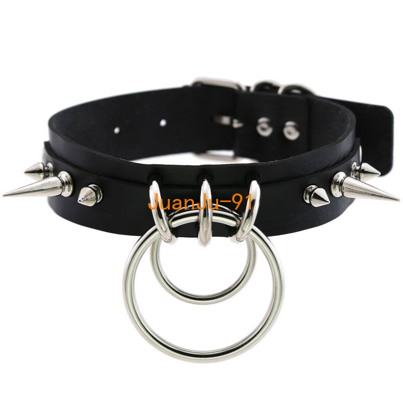 Punk Spike Metal Collar Girls Leather Harness Choker Necklace Women Party Club