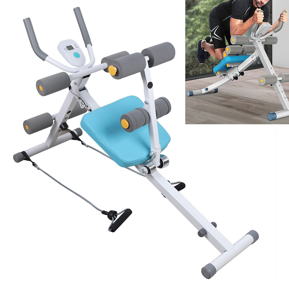 2-in-1 Adjustable Ab Trainer Machine - Foldable Sit-Up Bench, 330lbs Capacity