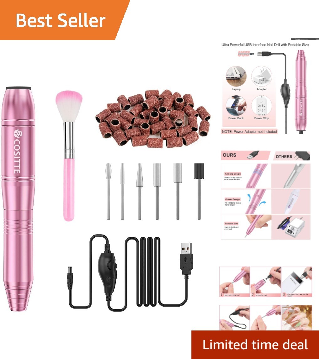 Compact Electric Nail Drill with 26pcs Sanding Bands - Ideal for Nail Art Lovers