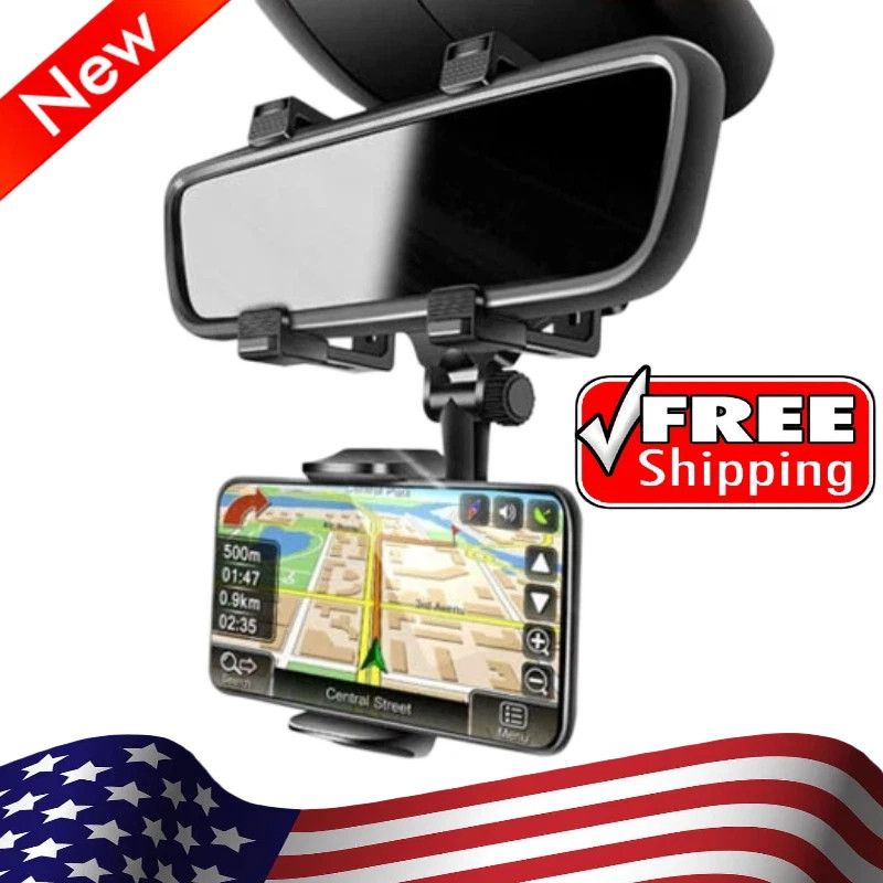 Universal 360 Rotation Car Rear View Mirror Mount Stand GPS Cell Phone Holder~