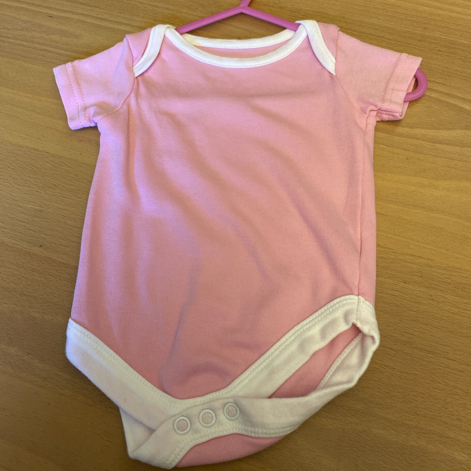 baby girls clothes Newborn Pink Cotton White Trim Short Sleeve Popper Vest Top