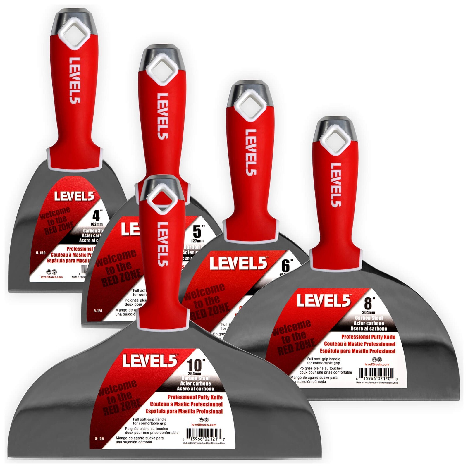 5 Piece Drywall Putty Knife Set Carbon Steel | LEVEL5 | 5-603
