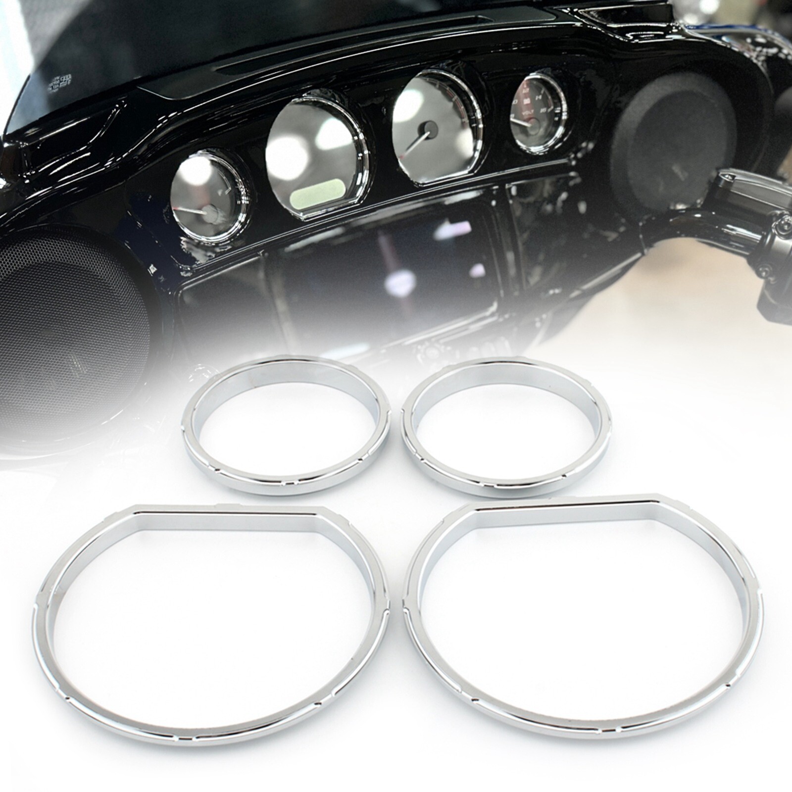 Silver Burst Instrument Board Gauge Bezel Kit FIt For Harley Tri Glide 2014+