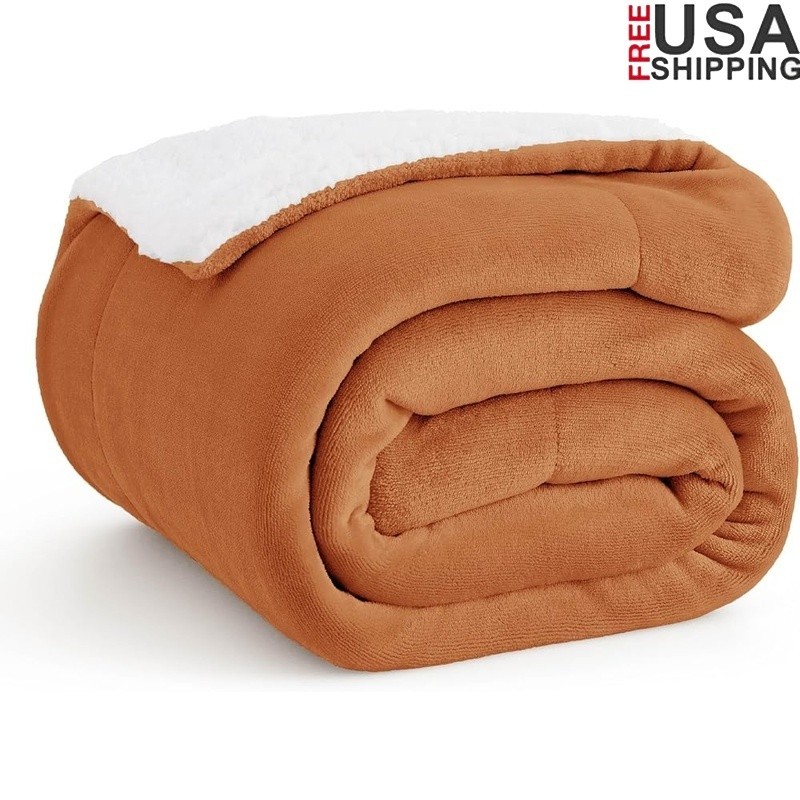 Cozy Reversible Sherpa Fleece Throw Blanket Warm Soft Durable Gift Ready New
