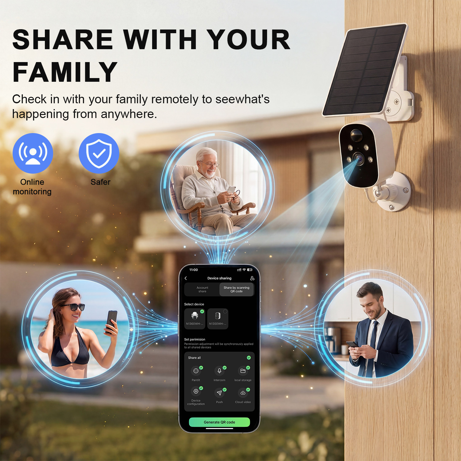 4Pcs Solar Security Camera System Outdoor Wireless WiFi Solar Battery Camera
