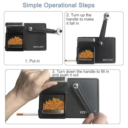 Manual Cigarette Rolling Machine with Storage, Dual-Track for 8mm Cigarettes, Bl