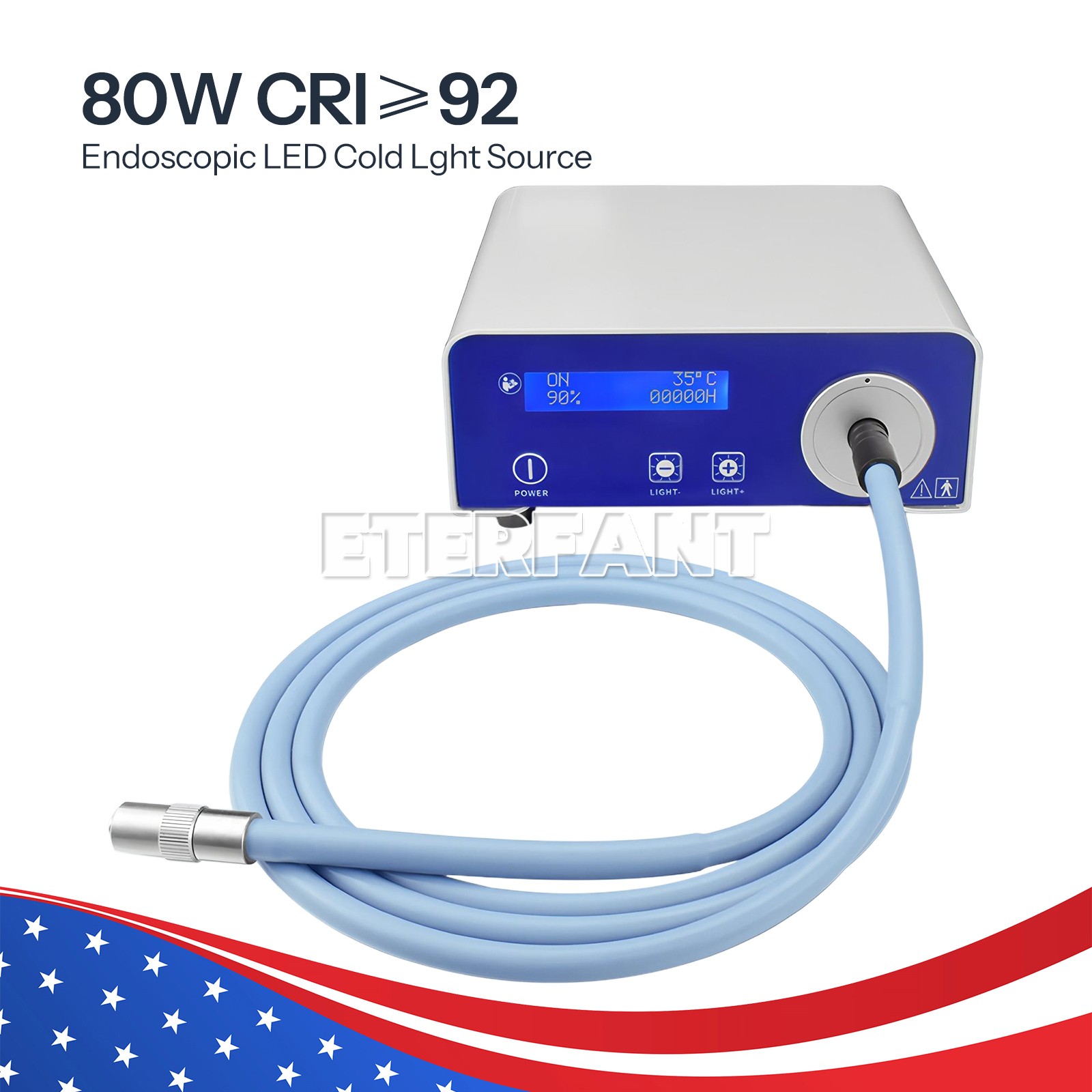 ETERFANT Medical 80W LED Cold Light Source for Endoscopy ENT Laparoscopic Camera