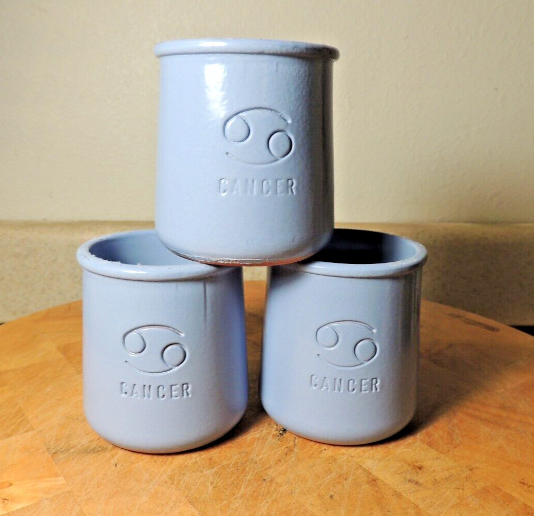 3 La Fermiere Zodiac Yogurt Cups Cancer Terracotta Clean