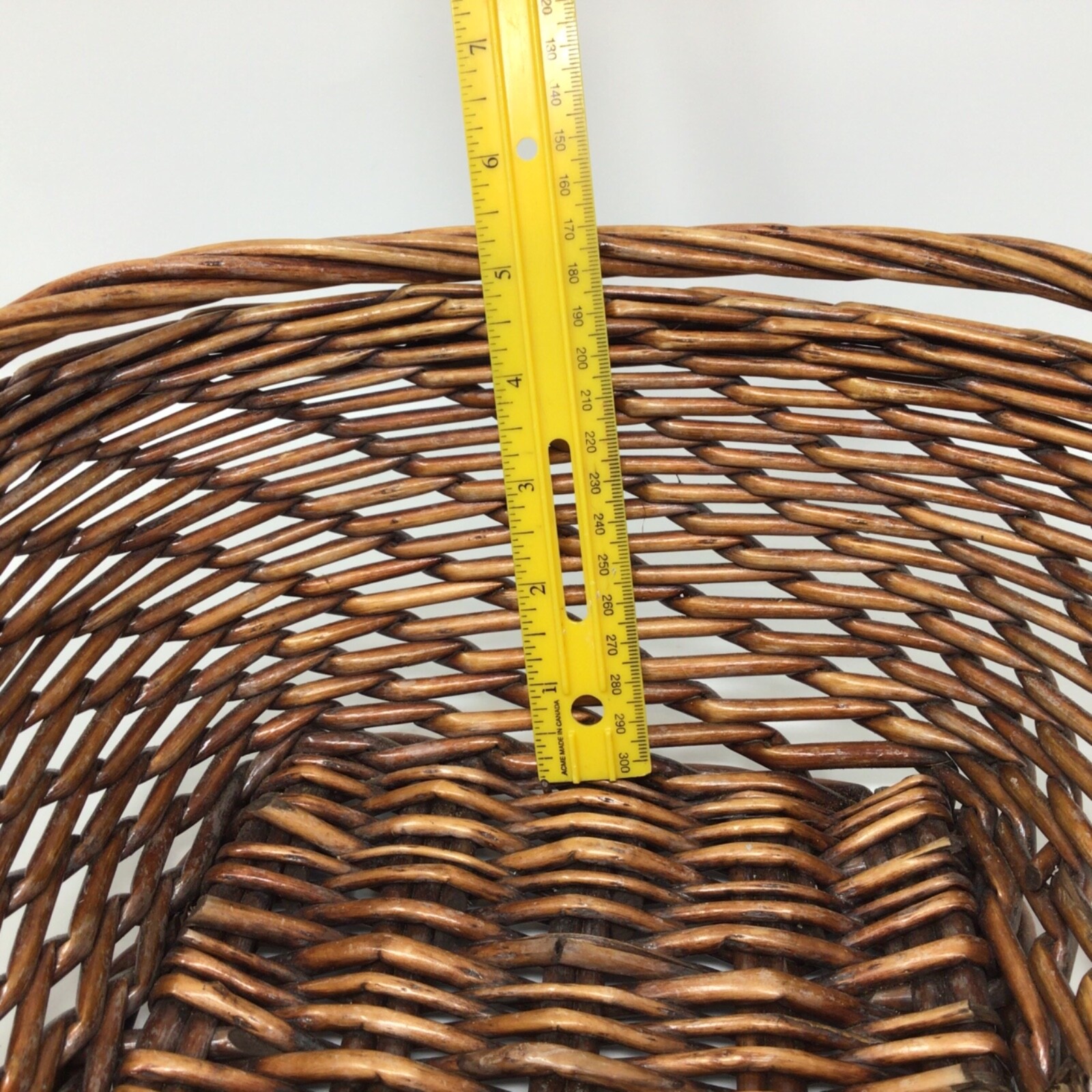 2 Handled Wicker Woven Basket BOHO Brown Square Base 12"