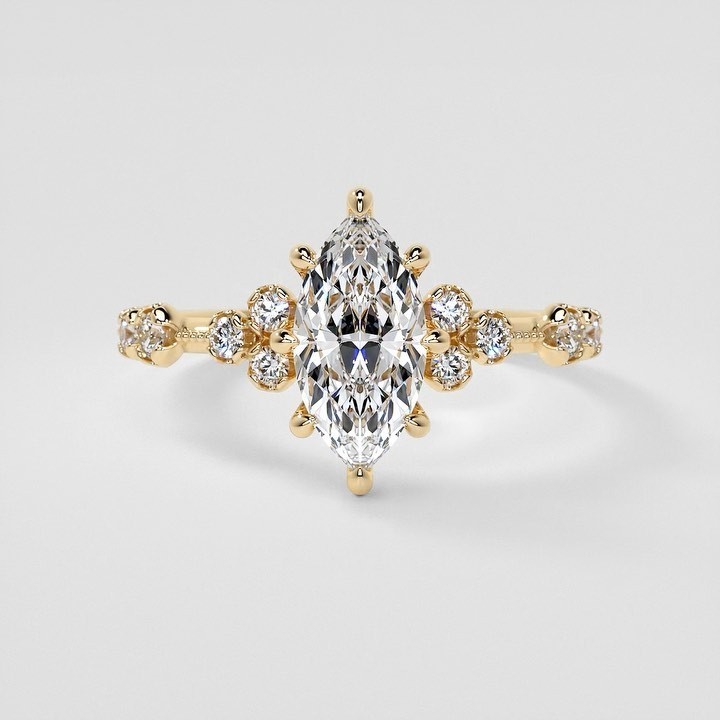 6.50 Ct Luxury Marquise Lab Grown Diamond Bridal Ring 14K Yellow Gold E/VS1