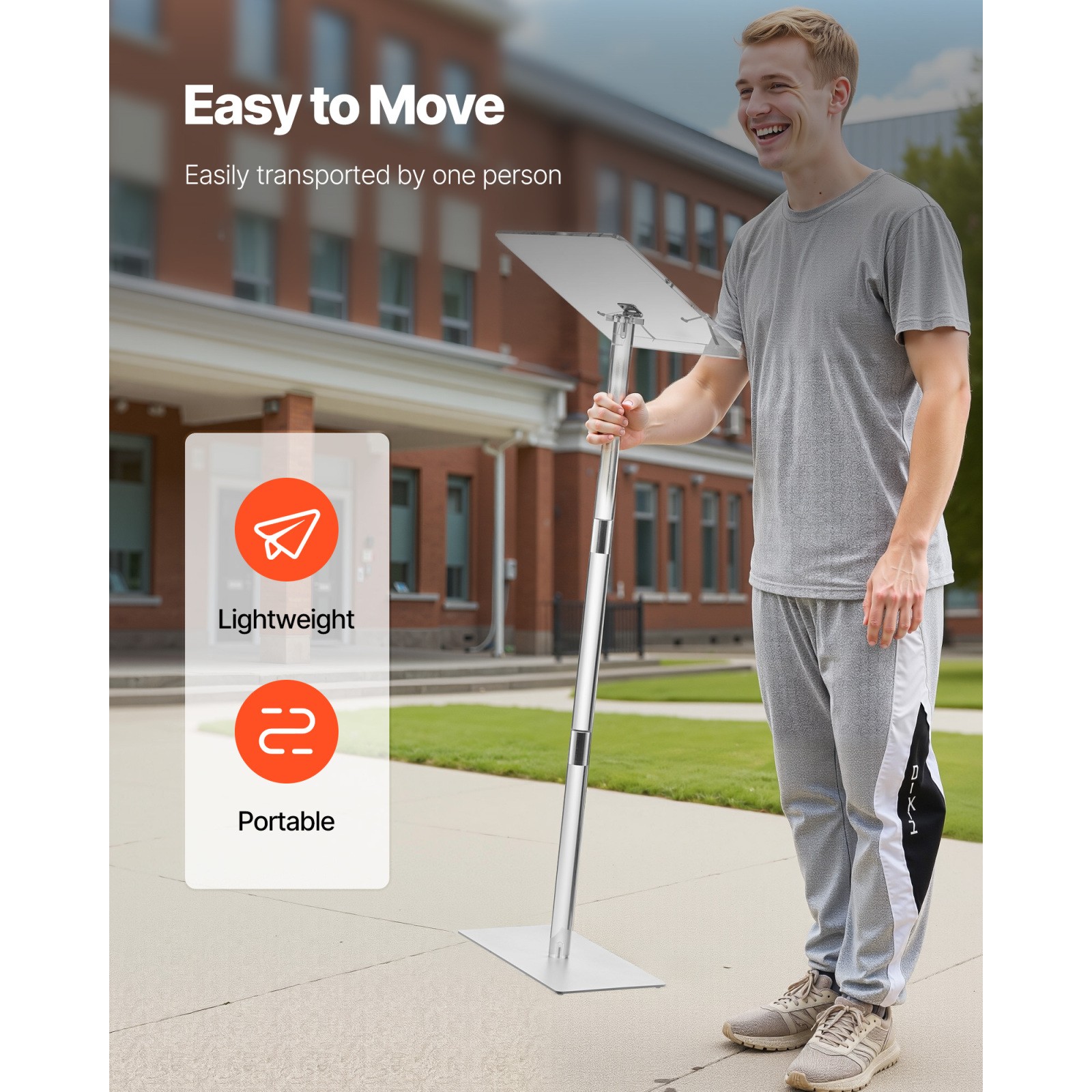 Acrylic Lectern Podium Stand 43" Adjustable Angle Portable Floor Standing