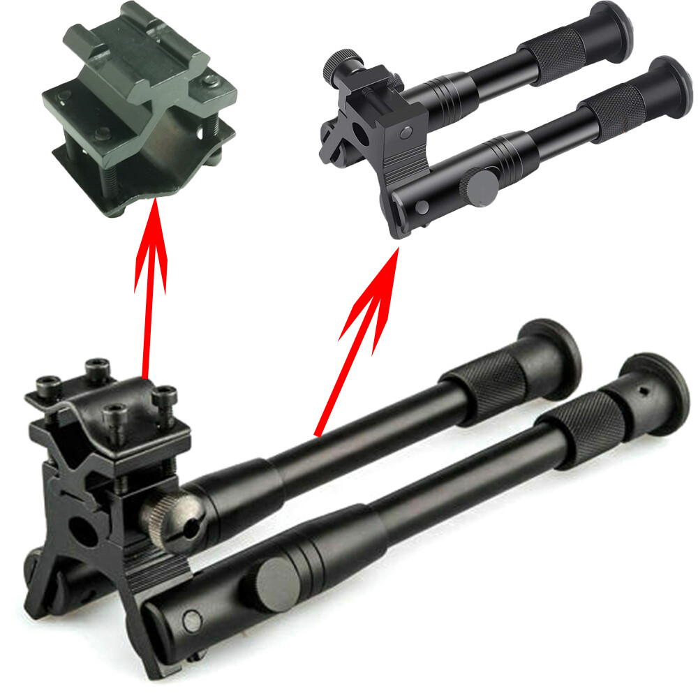 6''Spring Return Hunting Rifle Bipod with Ring Mount/Swivel Adapter/Barrel Mount