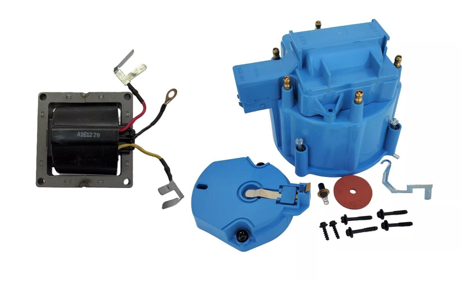 Chevy GM BLUE HEI Large Distributor Cap Rotor Kit SBC BBC 350 454 With 65K Coil