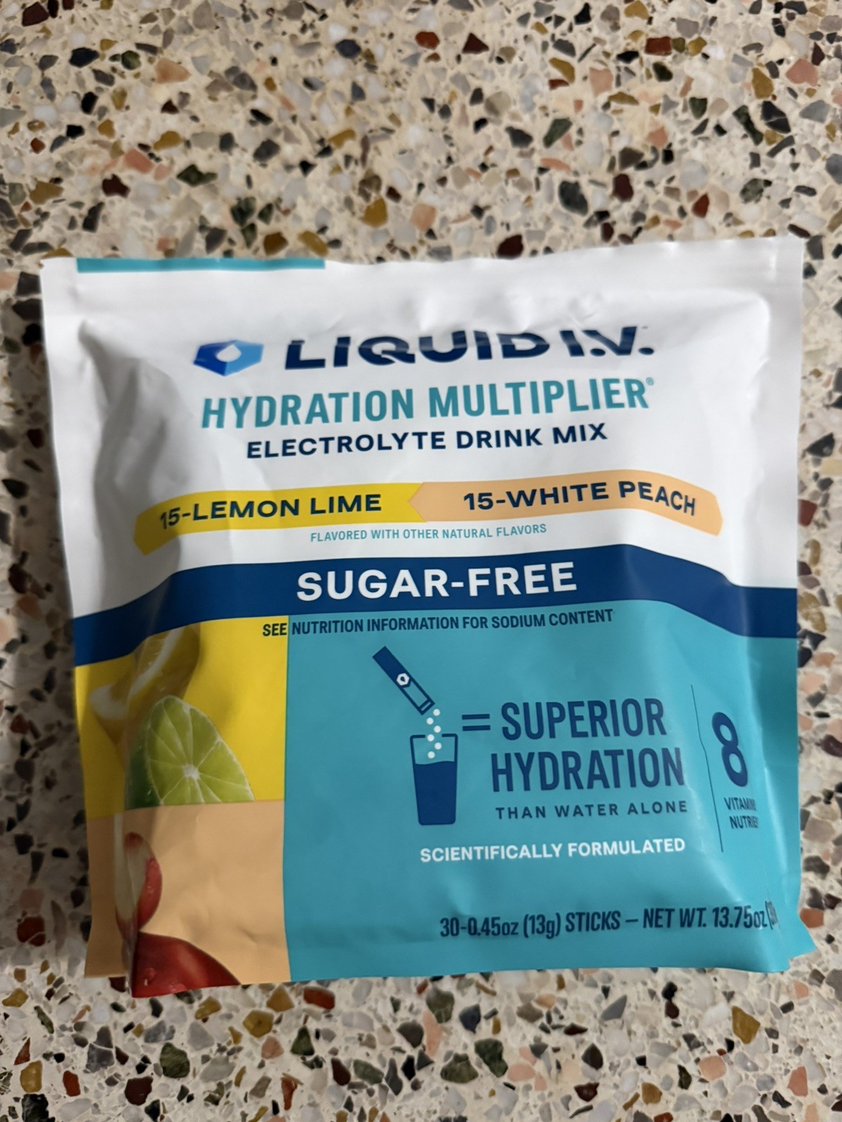 Liquid IV Hydration Multiplier 15 Lemon Lime & 15 White Peach Sugar Free