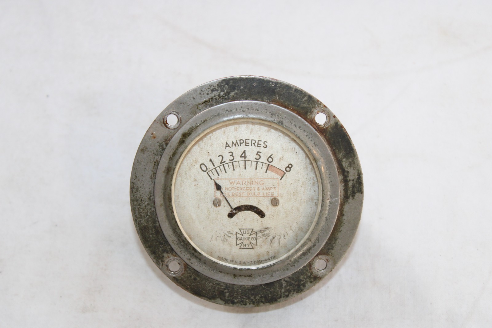 Vintage US Gauge Co. Amperes Meter Gauge Model AD-4478 Steam Punk