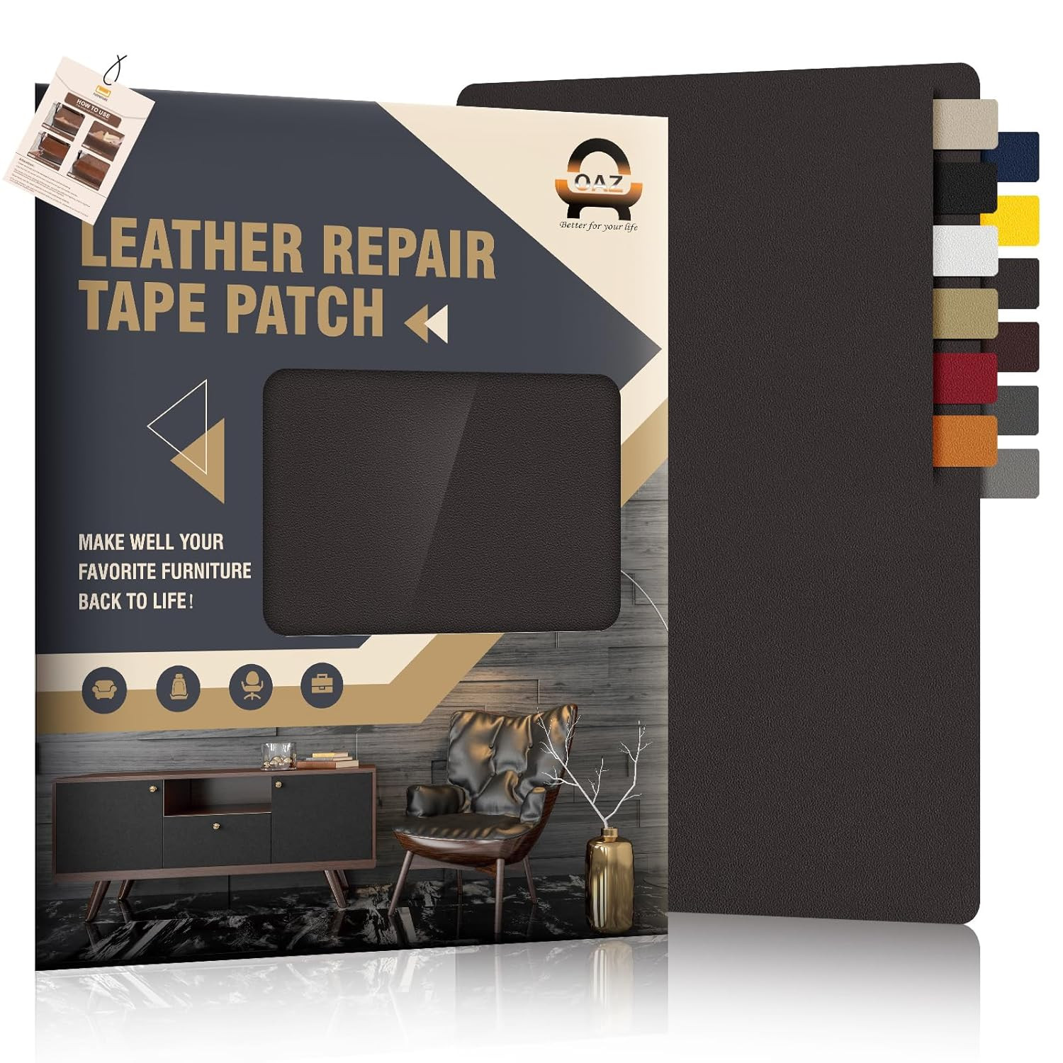 2 Pack Self-Adhesive Leather Repair Patch, 9"x11" Coffee for Furniture & Auto