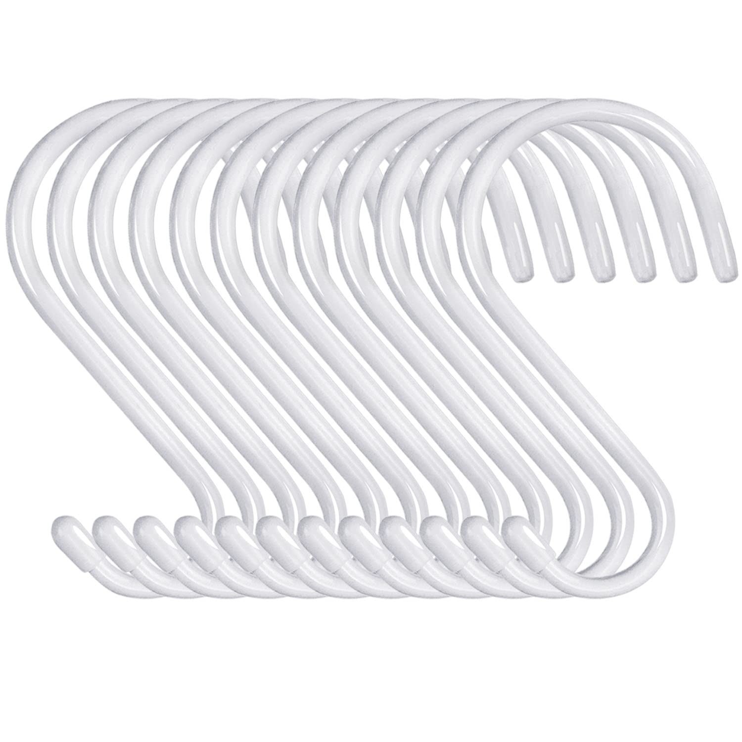 4 Inch Heavy Duty S Hooks - 12 Pack, Large Vinyl Coated, White Rubber Coated ...
