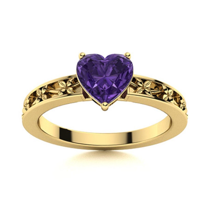 925 Silver Amethyst Gemstone Statement Solitaire Prong Unique Ring Jewelry