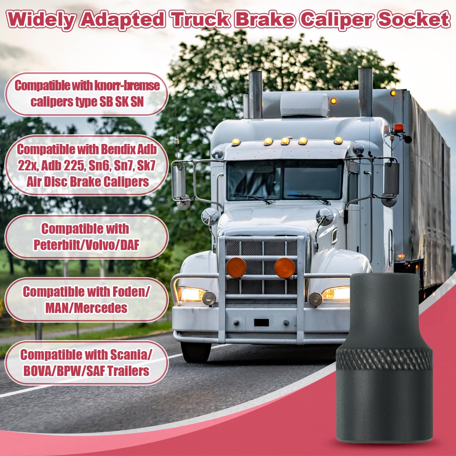 Feekoon 1 Pack 3/8" Brake Caliper 11 Point Socket Truck Socket...
