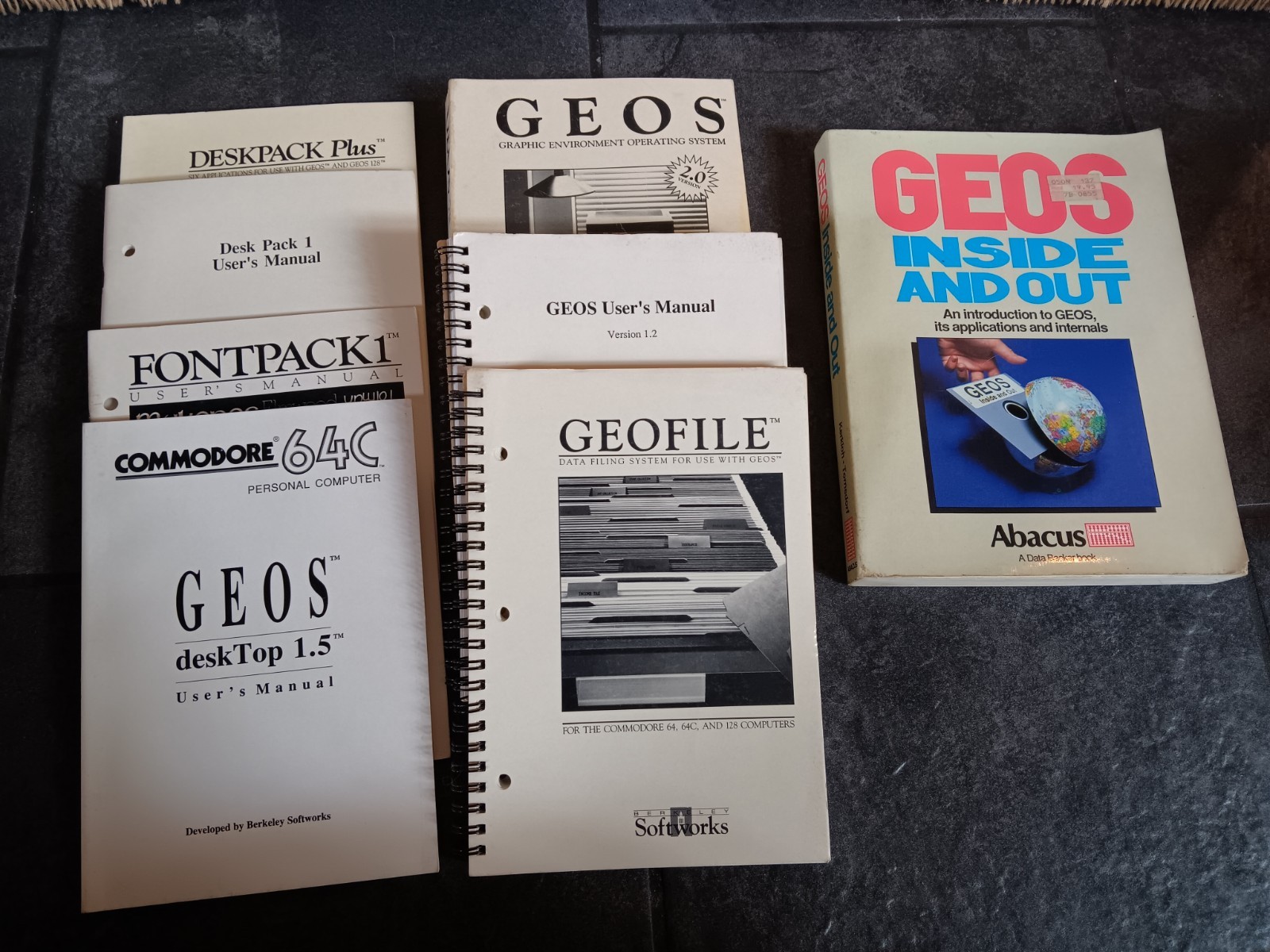Lot Of 8 Commodore 64 GEOS Books Manuals Desk/Font Pack, GeoFile, Inside & Out