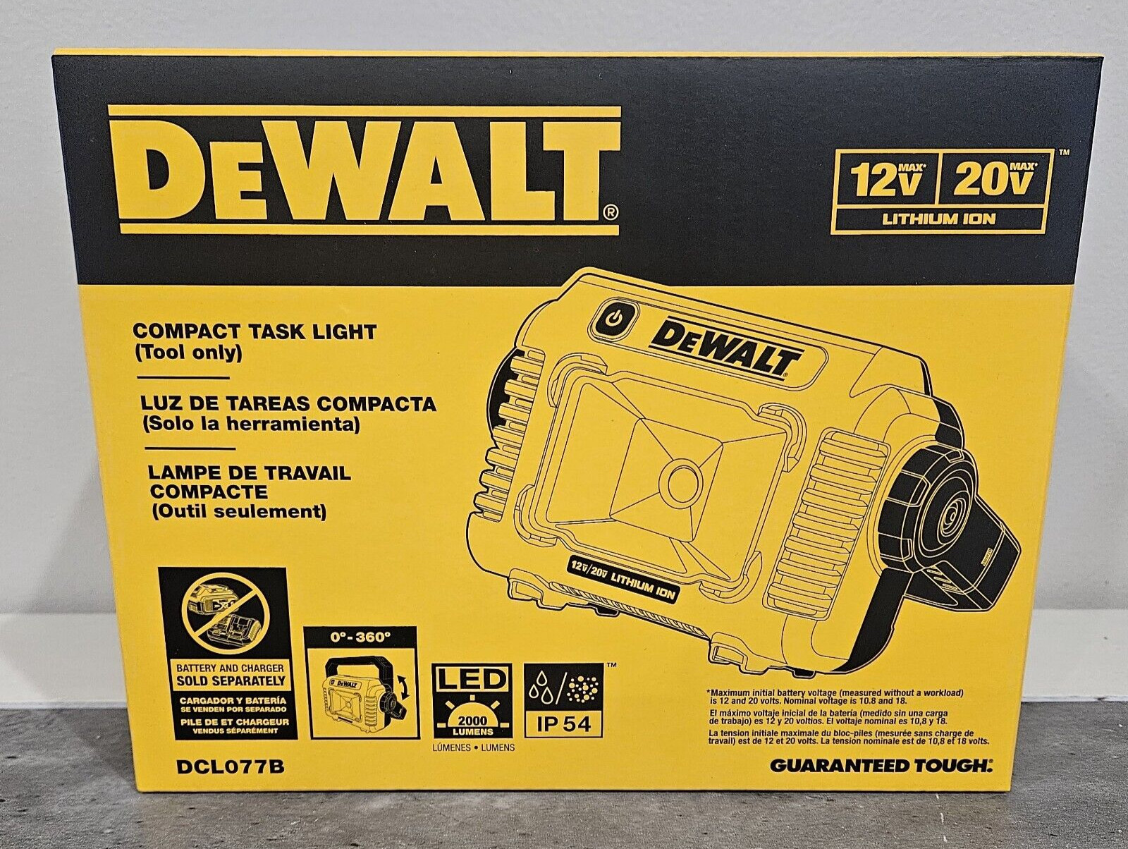 Brand New DeWalt 12v - 20v Max Compact LED Task Light DCL077B (Tool Only)