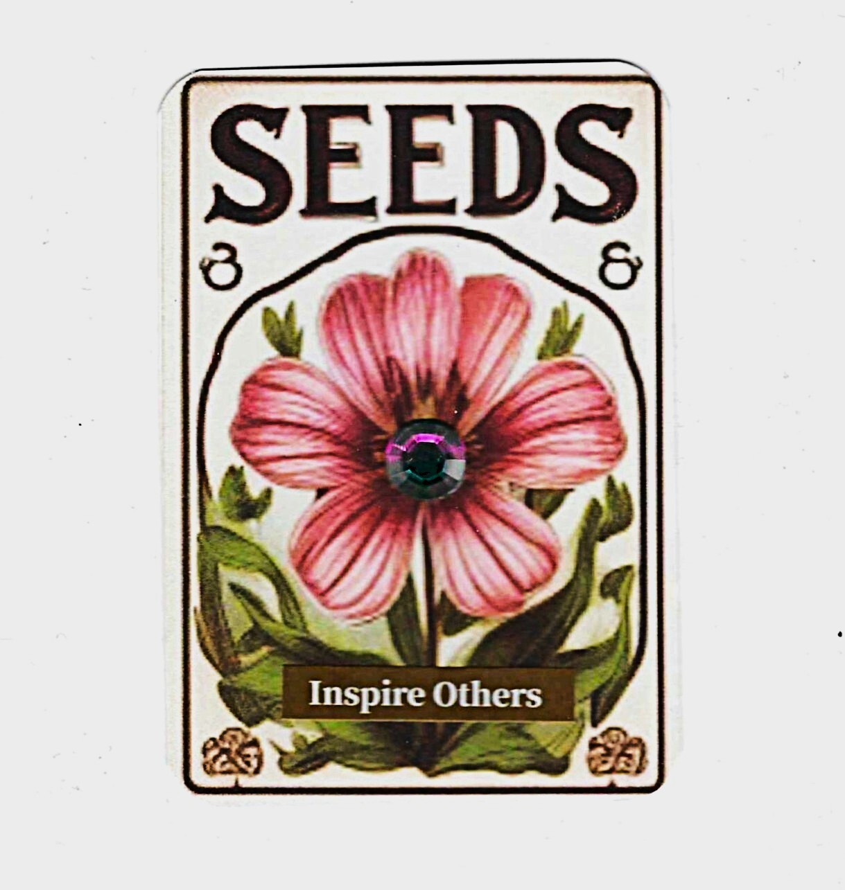 ACEO Art Trading Card ATC Original Collage Seeds Packet Flowers Inspire Gem OOAK