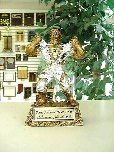 SALESMAN EMPLOYEE OF THE MONTH AWARD TROPHY MONSTER FREE LETTERING #