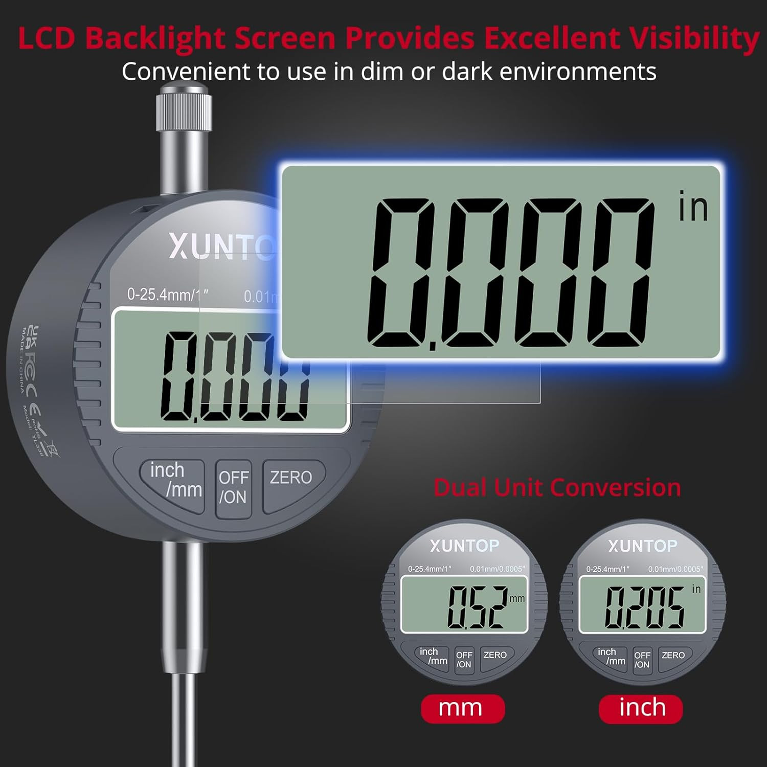 Precision & Machining Kit: 0-1" Digital Indicator with 90Lbs Magnetic Base & 50P