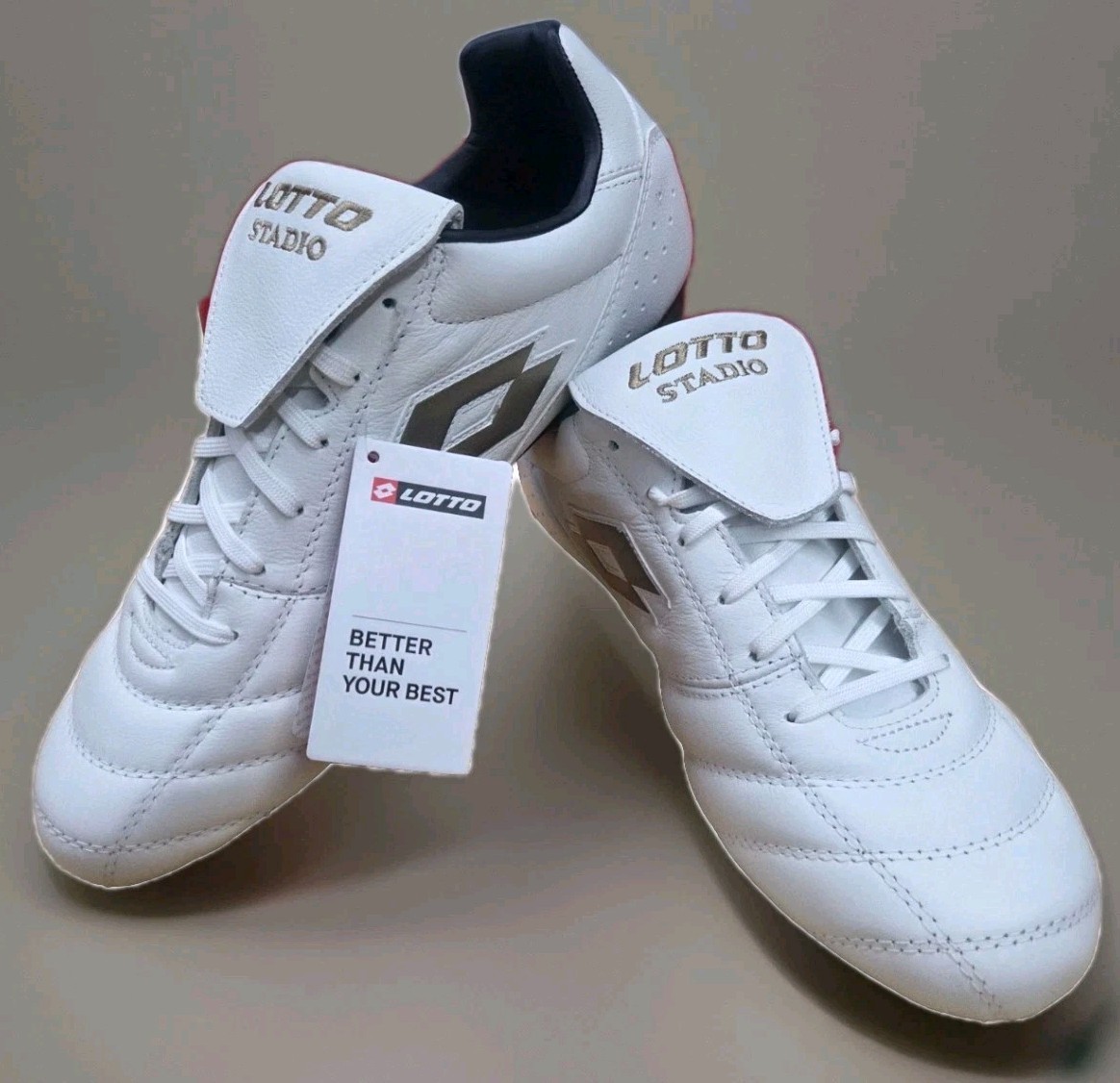 LOTTO STADIA 200 IV FG Size 8.5 - Soccer Cleats - All WHITE/ LIGHT PLATINO