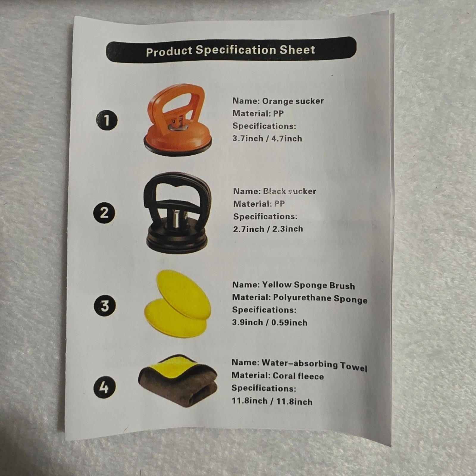 One Nice Automotive Dent Puller Suction Cup Kit Glass Lifter 5 Piece Set NEW