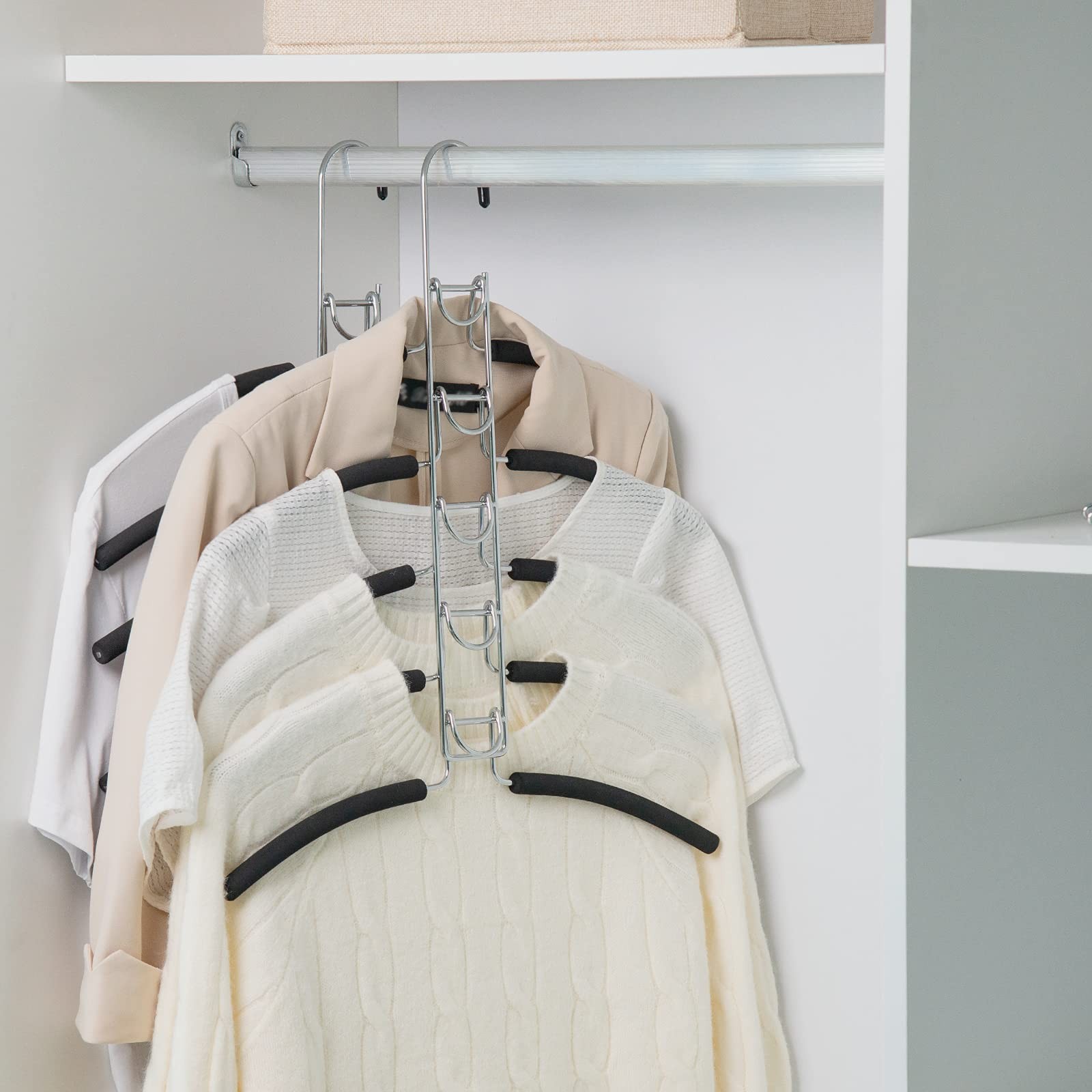 No Shoulder Bump Multiple Sweater Coat Clothes Hangers,Multi Layers Space Sav...