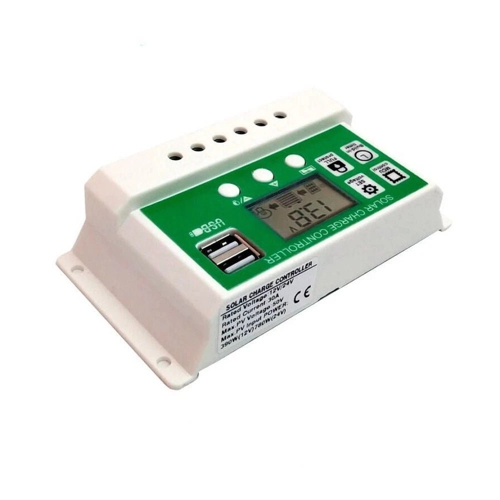 12/24V 30A Solar Panel Lithium Ion Battery PWM Regulator Charge Controller
