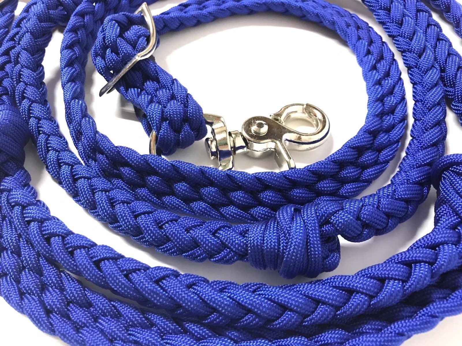 electric blue barrel rein with grip knots