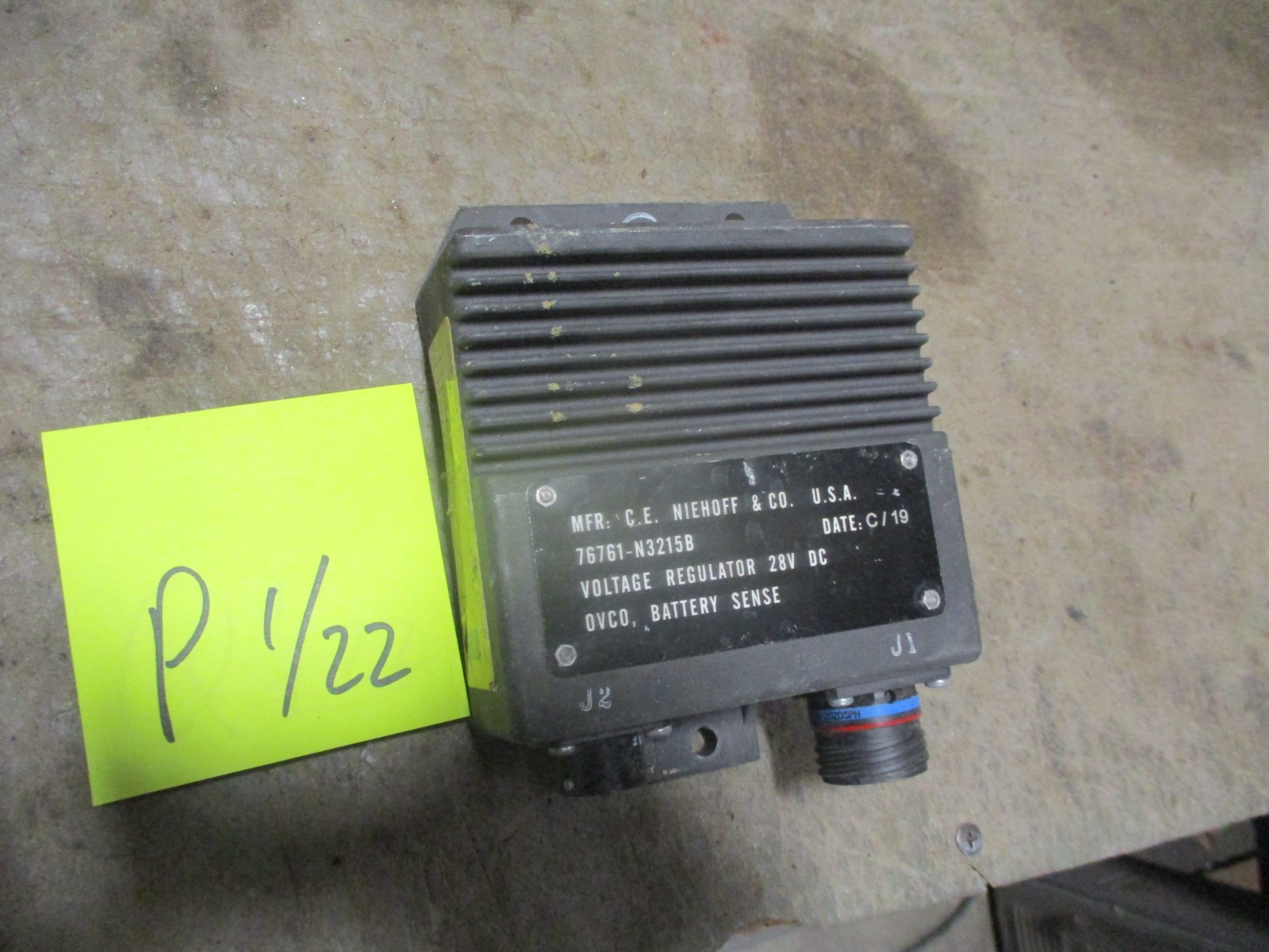 Used Niehoff Voltage Regulator 76761-N3215B, OVCO Battery Sensing, for Military