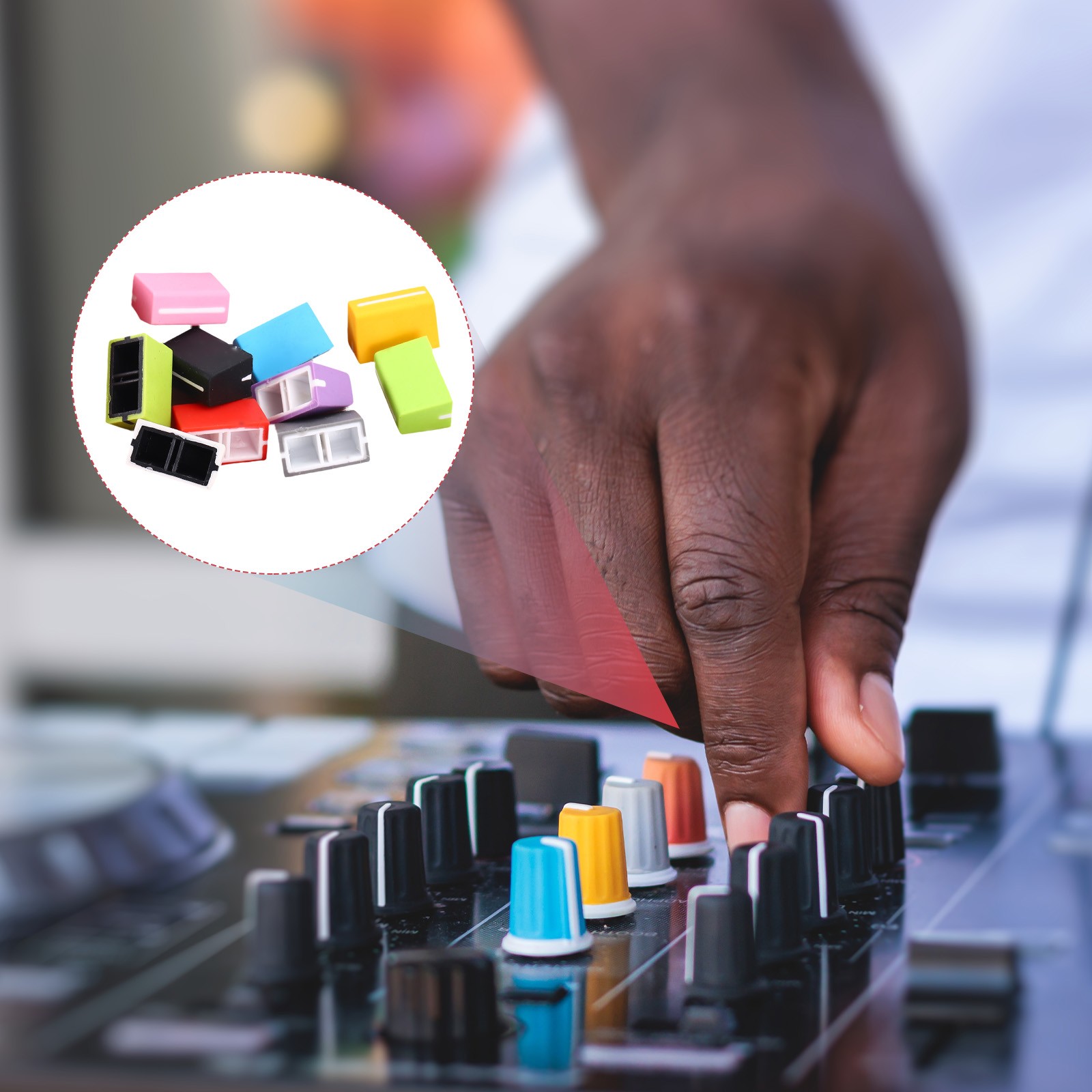 Universal Fader Knobs, 10Pc for DJ Console Plastic Grey