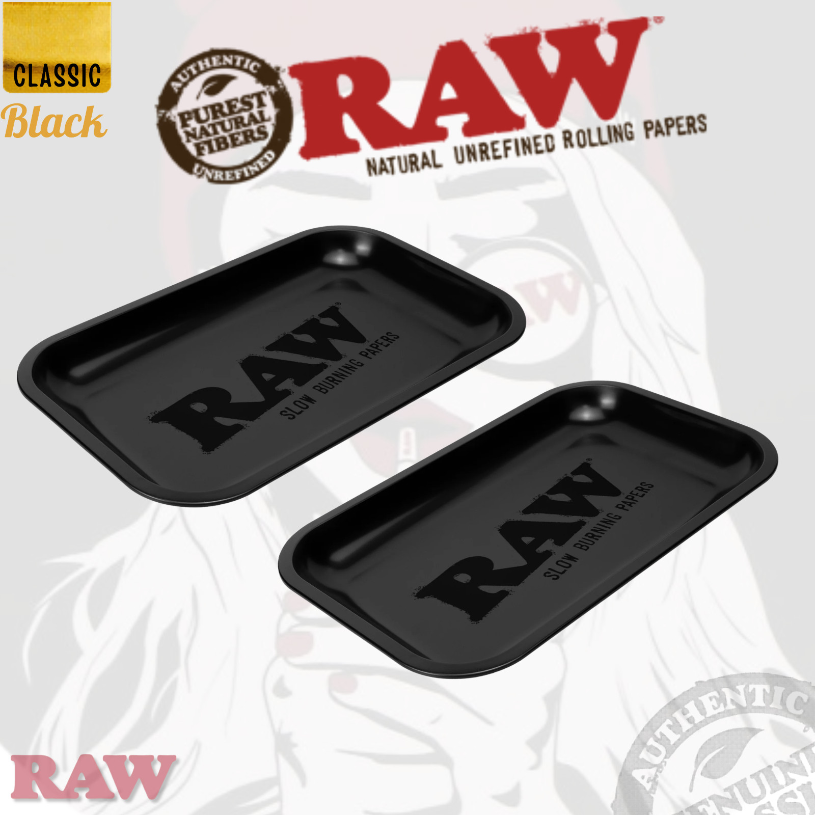 RAW Matte Black Murder'D Cigarette Rolling 2 Trays