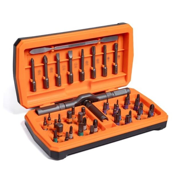 2026 new model Screwdriver kit 42 in 1 aluminum Ratchet screwdriver kit Orange