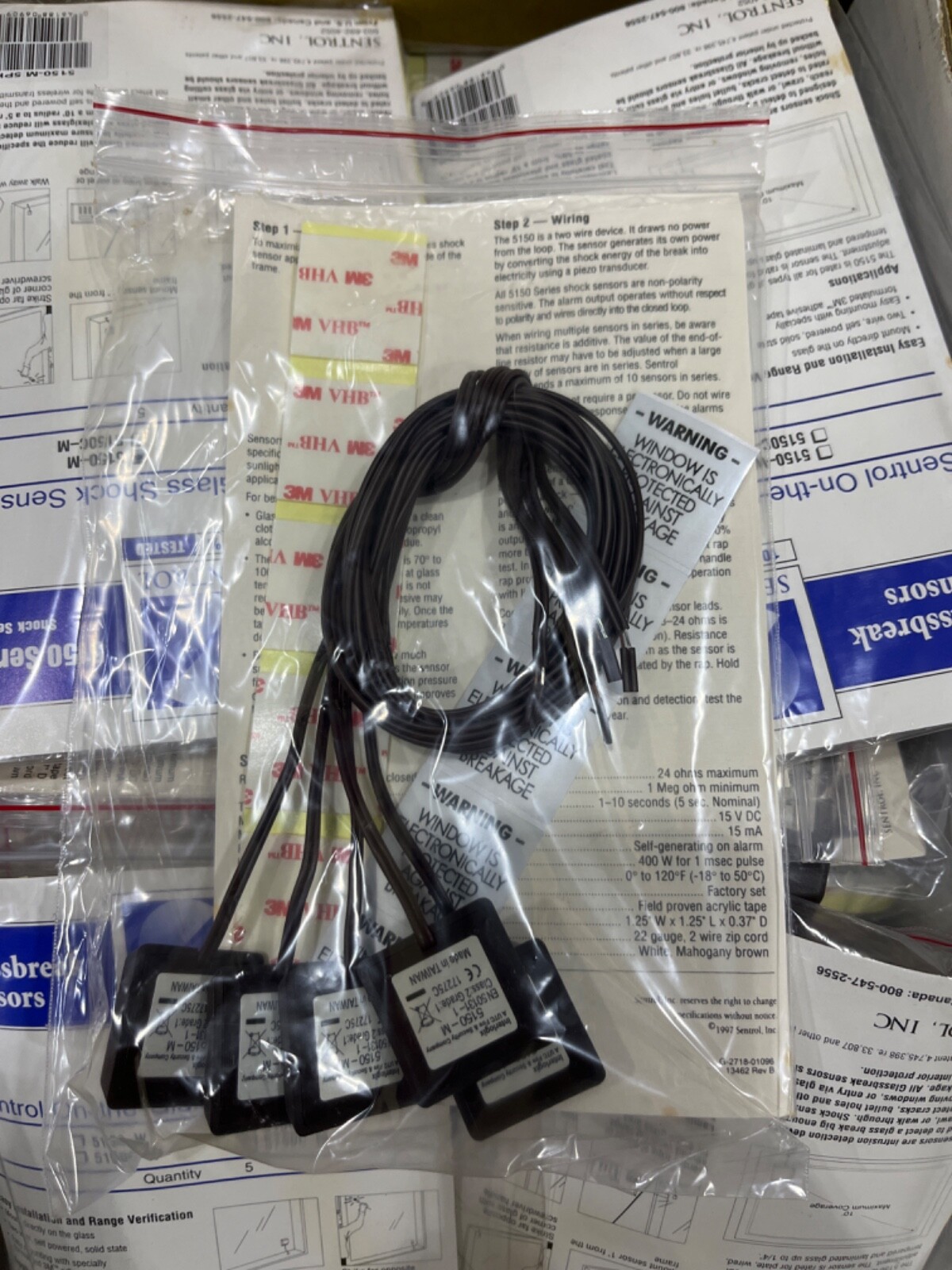Lot 5 pc of GE Interlogix Sentrol 5150-M Glass Window Shock Sensor Brown