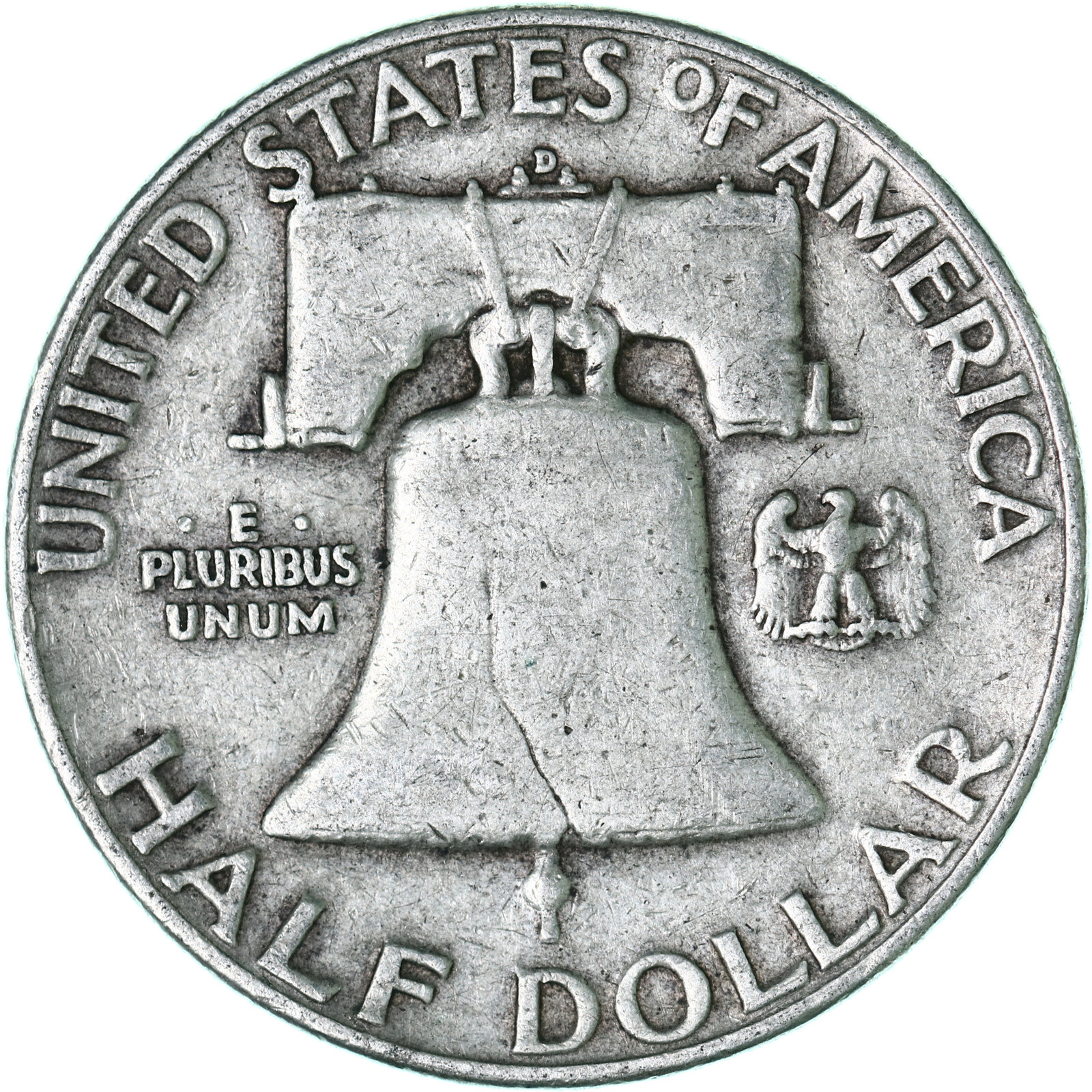 1953 D Franklin Half Dollar 90% Silver Fine FN