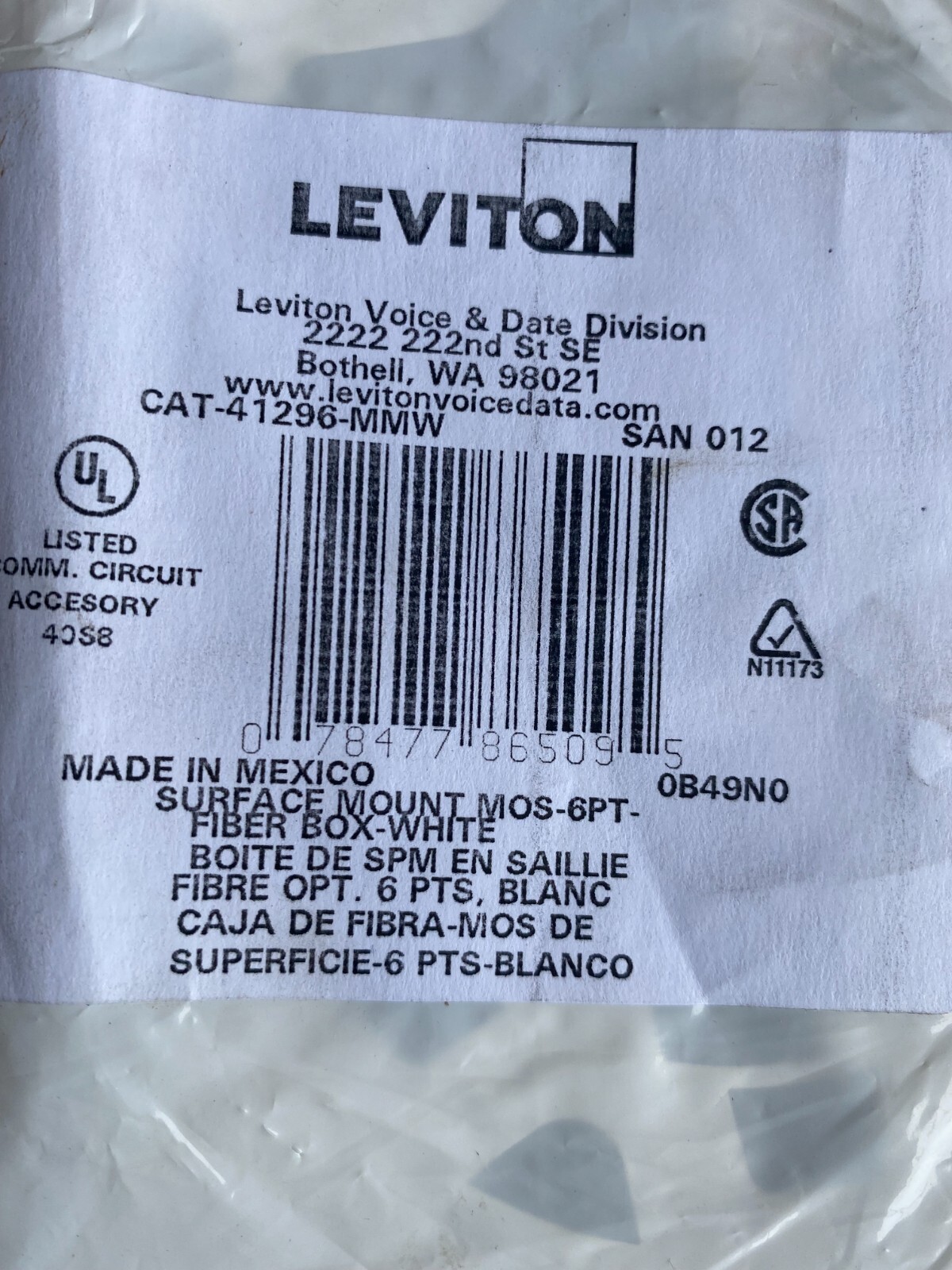 Leviton CAT-41296-MMW MOS Surface Mount Box, White