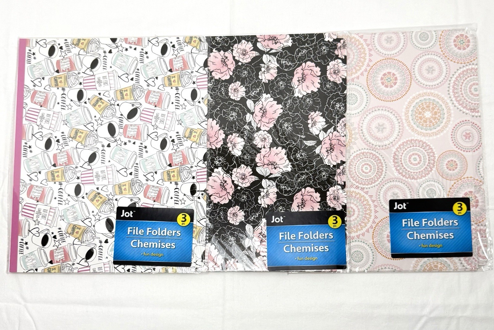 FILE FOLDERS FUN DESIGNS 3 ea. Office Supplies SET of 9 pcs JOT: Sealed