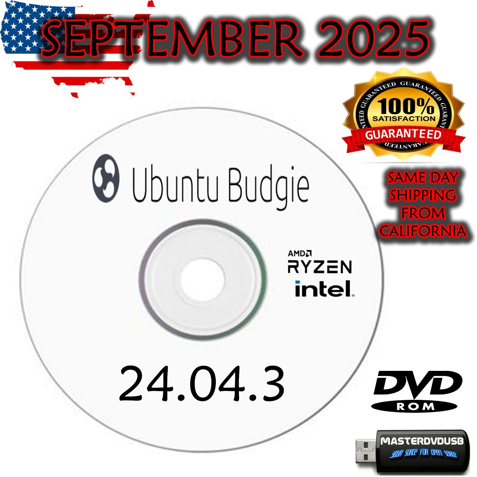 Ubuntu Budgie 24.04.3 LTS Bootable DVD Live/Installer – Latest September 2025