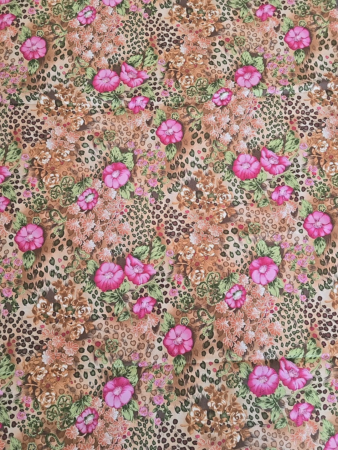 Elements by Print Concepts Floral Pink Brown Orange Cotton Quilt Fabric 2.5yds